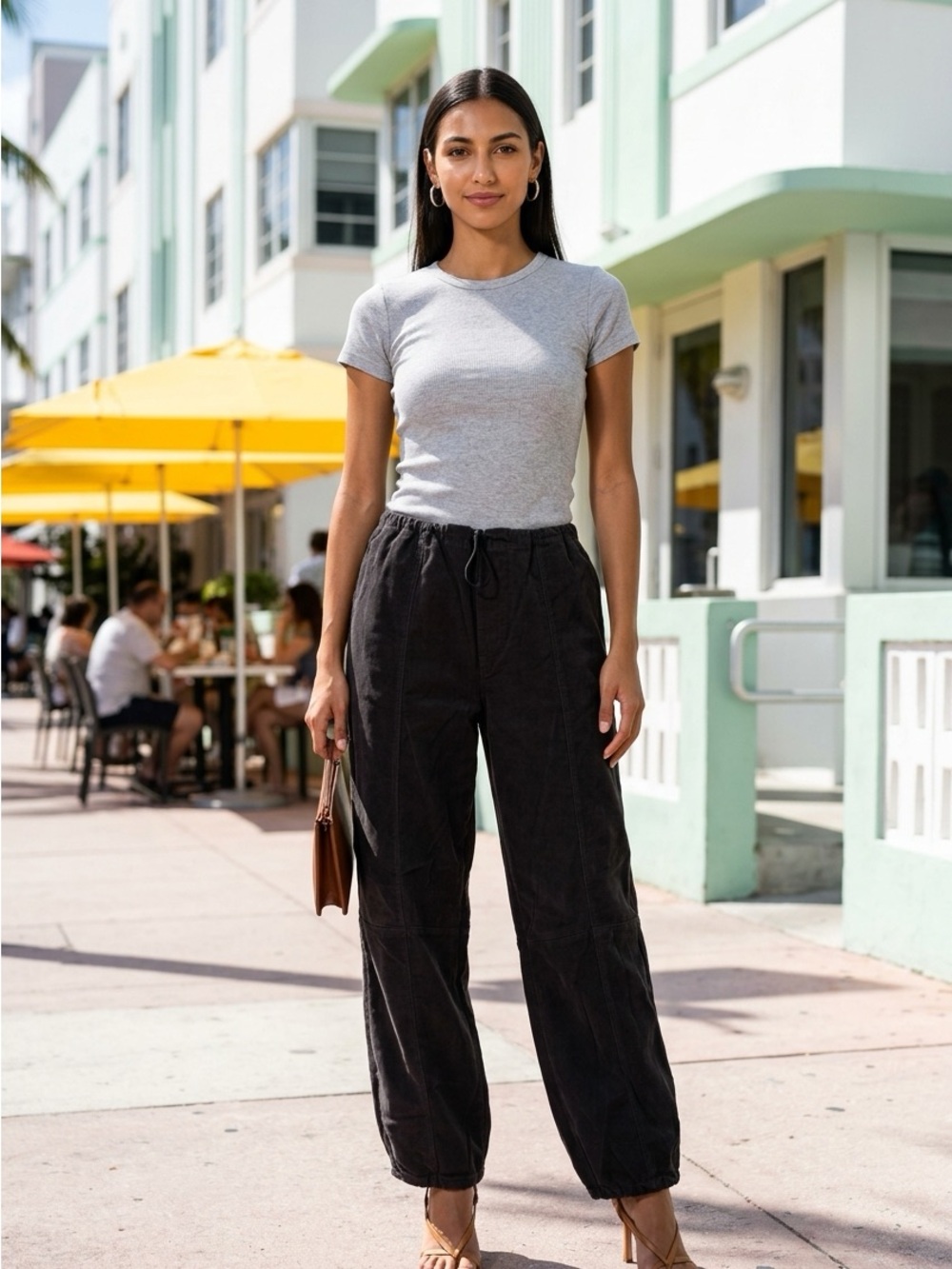 Celebrity Pink Jasmine Women’s Small Olive Corduroy Drawstring Parachute Joggers